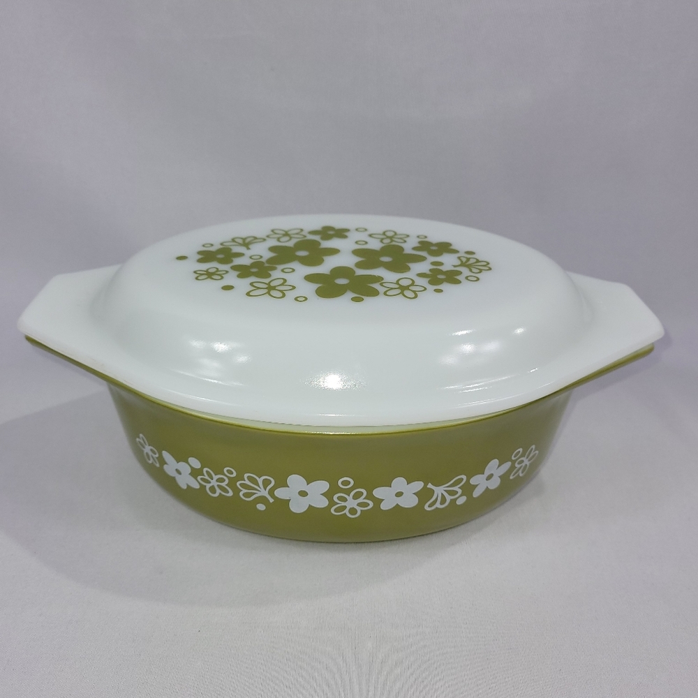 Pyrex Spring Blossom 1.5q Oval Vintage Casserole Dish Crazy Daisy